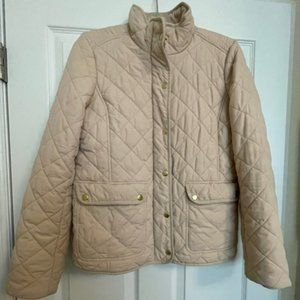 J Crew Quilted Puffer Tan Jacket, Size M